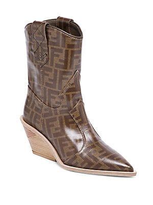 wedge heel fendi cowboy boots|Fendi cowboy heel boots.